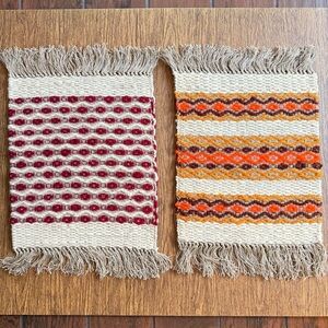 Vintage 70s Handwoven Wool Pillow‎ Covers Cases Mid Century Scandinavian Boho
